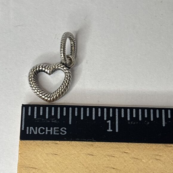 Pandora Silver Snake Chain Pattern Open Heart Dangle Charm 399094C00 - Picture 5 of 5